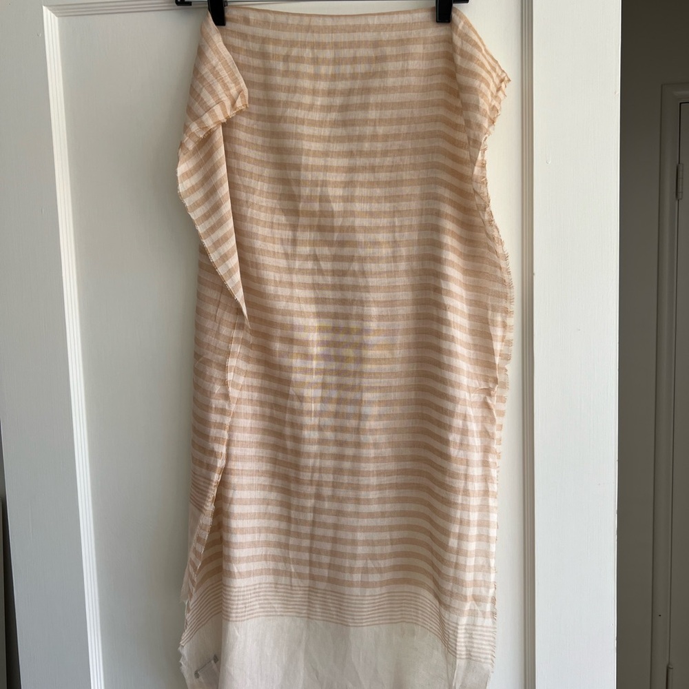 JCrew scarf with tassels at bottom. New with tags beige striped. Long.